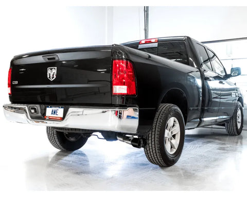 AWE 0FG Single Side Exit Catback Exhaust for 4th Gen RAM 1500 5.7L (without bumper cutouts) - Dual Diamond BlackTips (3015-33309)