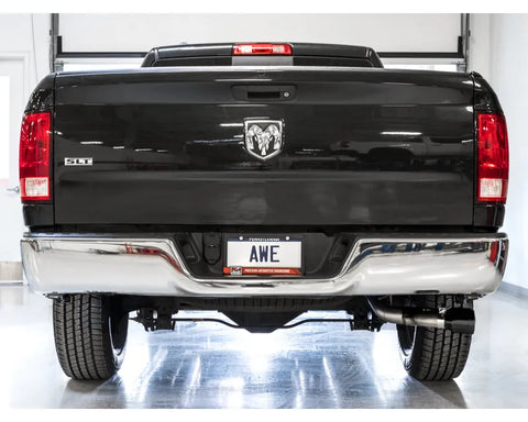 AWE 0FG Single Side Exit Catback Exhaust for 4th Gen RAM 1500 5.7L (without bumper cutouts) - Dual Diamond BlackTips (3015-33309)