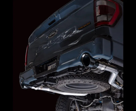AWE 0FG Resonated Catback for '21+ Ford F-150 Tremor (With Bumper Cutouts) - Diamond Black Tips (3015-33402)