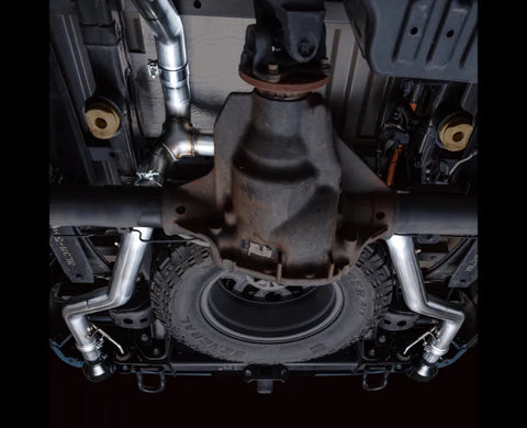 AWE 0FG Resonated Catback for '21+ Ford F-150 Tremor (With Bumper Cutouts) - Diamond Black Tips (3015-33402)