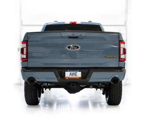 AWE 0FG Resonated Catback for '21+ Ford F-150 Tremor (With Bumper Cutouts) - Diamond Black Tips (3015-33402)