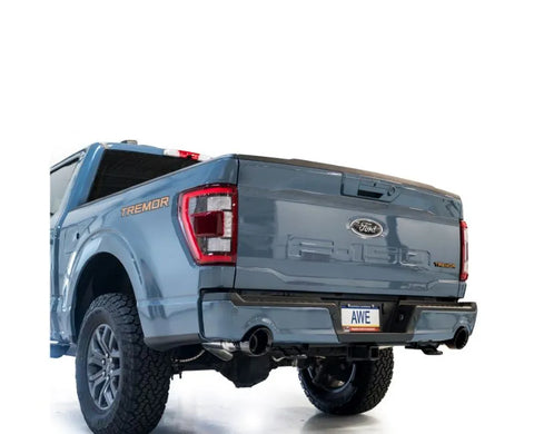 AWE 0FG Resonated Catback for '21+ Ford F-150 Tremor (With Bumper Cutouts) - Diamond Black Tips (3015-33402)
