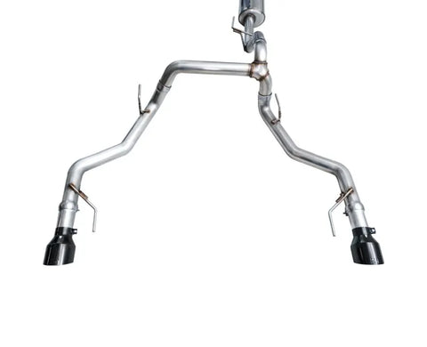AWE 0FG Resonated Catback for '21+ Ford F-150 Tremor (With Bumper Cutouts) - Diamond Black Tips (3015-33402)