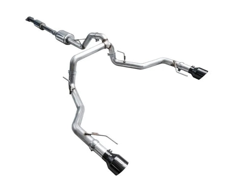AWE 0FG Resonated Catback for '21+ Ford F-150 Tremor (With Bumper Cutouts) - Diamond Black Tips (3015-33402)