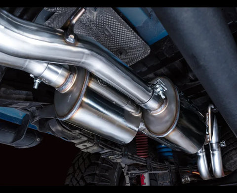 AWE 0FG Exhaust with BashGuard for 3rd Gen Tacoma - Dual Diamond Black Tips (3015-33826)