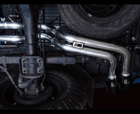 AWE 0FG Exhaust with BashGuard for 3rd Gen Tacoma - Dual Diamond Black Tips (3015-33826)