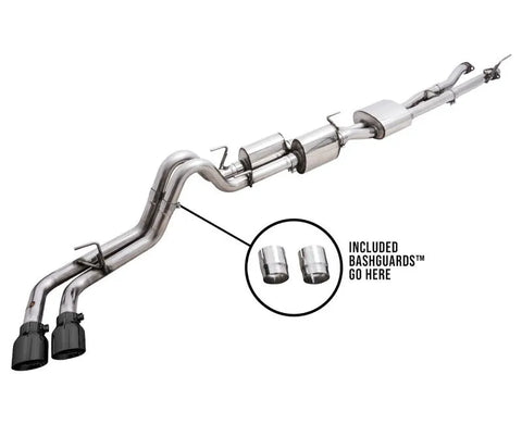 AWE 0FG Exhaust with BashGuard for 3rd Gen Tacoma - Dual Diamond Black Tips (3015-33826)