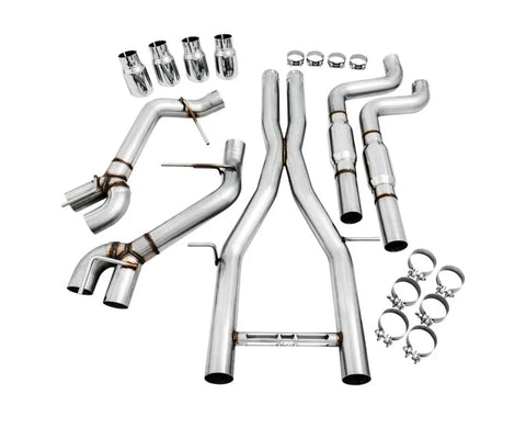 AWE Track Edition Cat-back Exhaust for Gen6 Camaro SS / ZL1 / LT1 - Resonated - Chrome Silver Tips (Quad Outlet) (3015-42090)