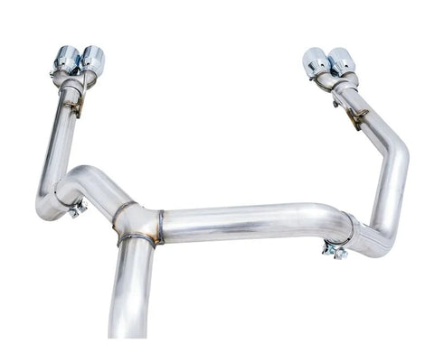 AWE 0FG Catback Split Rear Exit Exhaust for 4th Gen Silverado/Sierra 1500 5.3L (With Bumper Cutouts) - Quad Chrome Silver Tips (3015-42201)