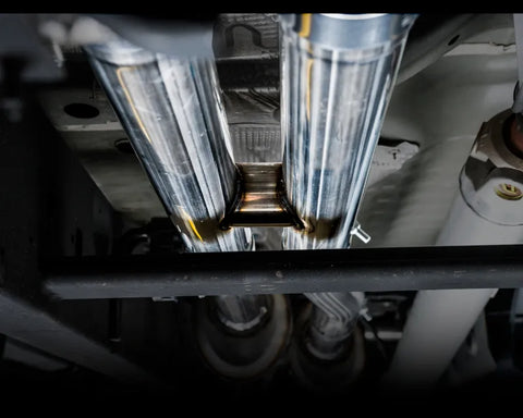 AWE 0FG Catback Split Rear Exit Exhaust for 4th Gen Silverado/Sierra 1500 6.2L (With Bumper Cutouts) - Quad Chrome Silver Tips (3015-42203)