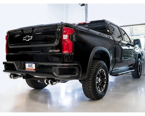 AWE 0FG Catback Exhaust for Silverado ZR2/Sierra AT4X - Quad Chrome Silver Tips (3015-42284)