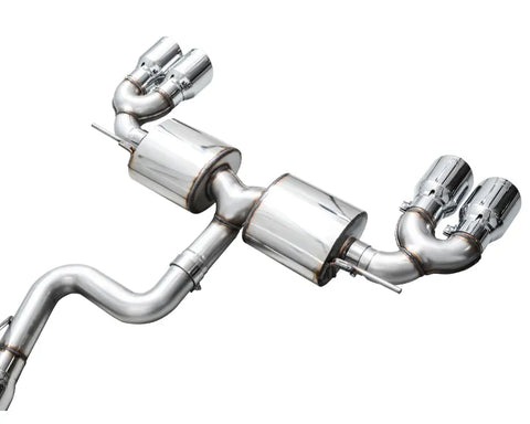 AWE Touring Edition Exhaust for Volkswagen MK8 Golf R - Chrome Silver Tips (3015-42658)