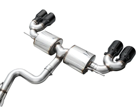 AWE Touring Edition Exhaust for Volkswagen MK8 Golf R - Diamond Black Tips (3015-43658)