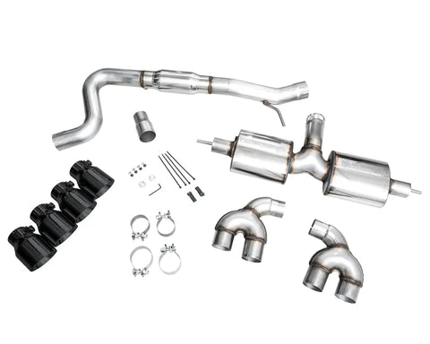 AWE Touring Edition Exhaust for Volkswagen MK8 Golf R - Diamond Black Tips (3015-43658)
