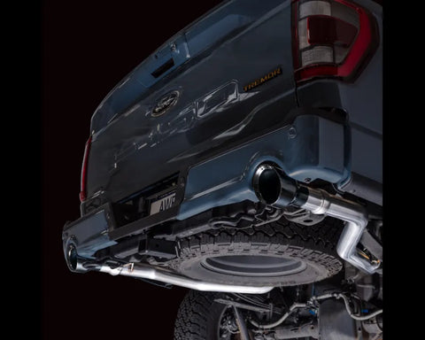 AWE 0FG Non-Resonated Catback for '21+ Ford F-150 Tremor (With Bumper Cutouts) - Diamond Black Tips (3020-33402)