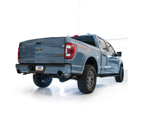 AWE 0FG Non-Resonated Catback for '21+ Ford F-150 Tremor (With Bumper Cutouts) - Diamond Black Tips (3020-33402)