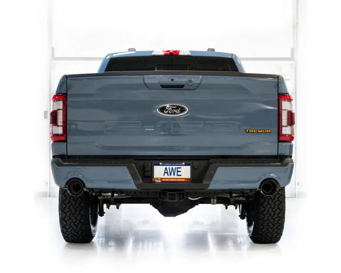AWE 0FG Non-Resonated Catback for '21+ Ford F-150 Tremor (With Bumper Cutouts) - Diamond Black Tips (3020-33402)