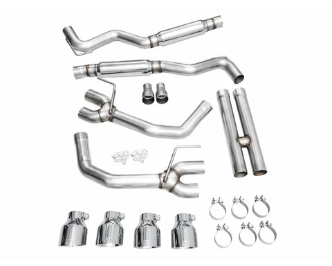 AWE Track Edition Exhaust for S650 Ford Mustang Dark Horse - Quad Chrome Silver Tips (3020-42375)