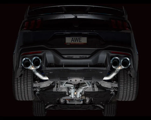 AWE Track Edition Exhaust for S650 Ford Mustang Dark Horse - Quad Chrome Silver Tips (3020-42375)