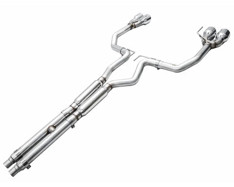 AWE Track Edition Exhaust for S650 Ford Mustang GT Fastback - Quad Chrome Silver Tips (3020-42650)