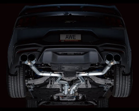 AWE Track Edition Exhaust for S650 Ford Mustang GT Fastback - Quad Chrome Silver Tips (3020-42650)