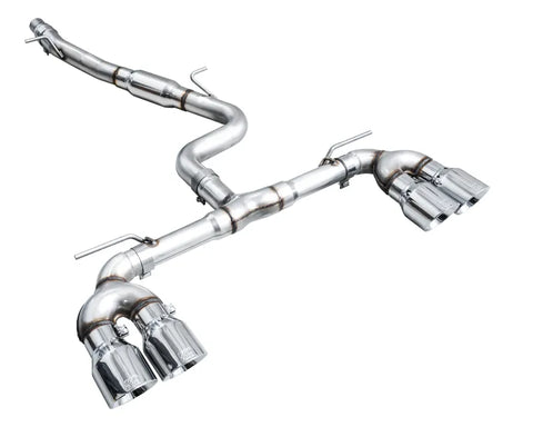 AWE Track Edition Exhaust for Volkswagen MK8 Golf R - Chrome Silver Tips (3020-42658)
