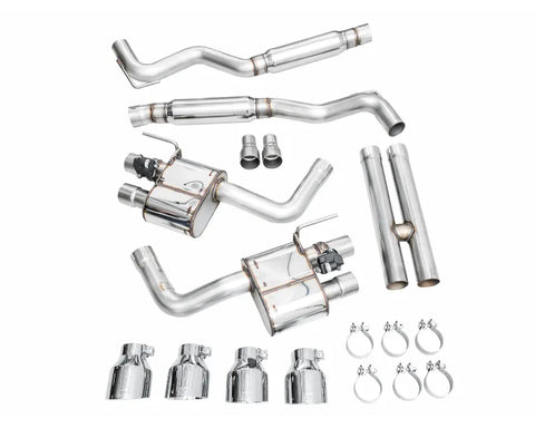 AWE SwitchPath Exhaust for S650 Ford Mustang Dark Horse - Quad Chrome Silver Tips (3025-42375)