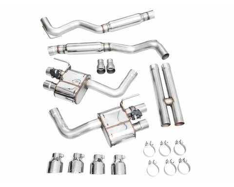AWE SwitchPath Exhaust for S650 Ford Mustang GT Fastback - Quad Chrome Silver Tips (3025-42650)