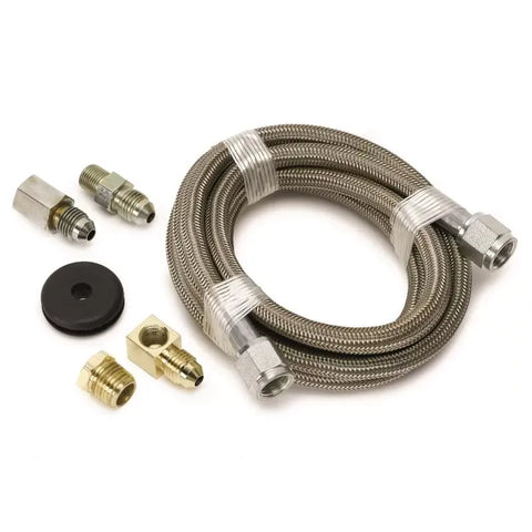 Autometer -4AN AND 1/8" NPTF FITTINGS 6FT. Length Braided Stainless Steel Line | Universal (3228)