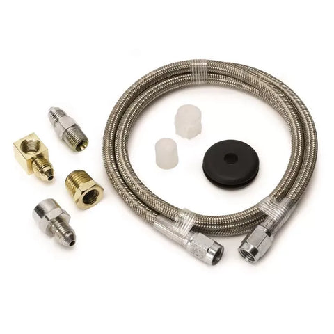 Autometer -3AN AND 1/8" NPTF FITTINGS 3FT. Length Braided Stainless Steel Line | Universal (3234)