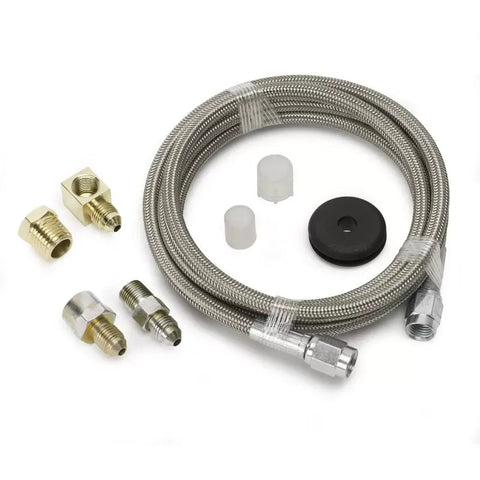 Autometer -3AN AND 1/8" NPTF FITTINGS 6FT. Length Braided Stainless Steel Line | Universal (3236)
