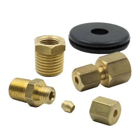 Autometer 1/8" NPTF COMPRESSION TO 1/8" LINE 1/8" NPTF COMPRESSION TO 1/8" LINE Fitting Kit Brass | Universal (3290)