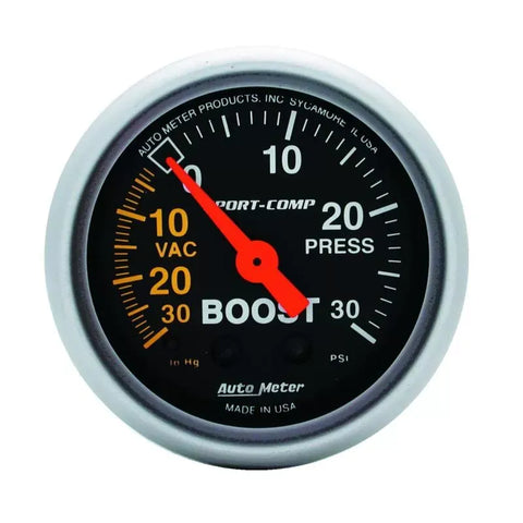 Autometer 2-1/16" 30 IN HG/30 PSI Vacuum/Boost Gauge SPORT-COMP | Universal (3303)