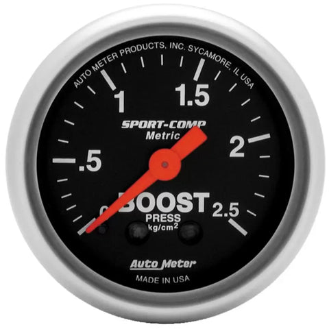 Autometer 2-1/16" 2.5 KG/CM2 Boost Gauge Mechanical SPORT-COMP | Universal (3304-J)