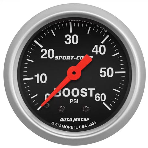 Autometer 2-1/16" 0-60 PSI Boost Gauge SPORT-COMP | Universal (3305)