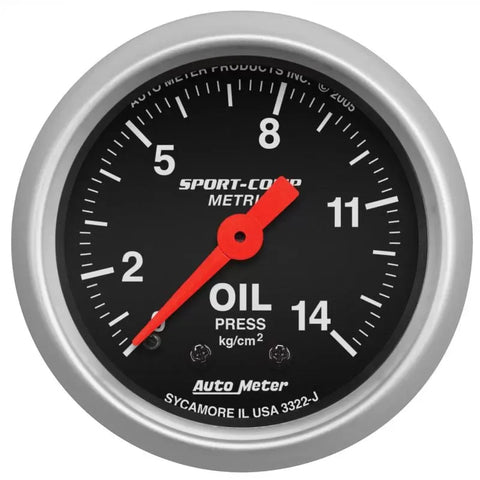 Autometer 2-1/16" 0-14 KG/CM2 Oil Pressure Gauge SPORT-COMP | Universal (3322-J)