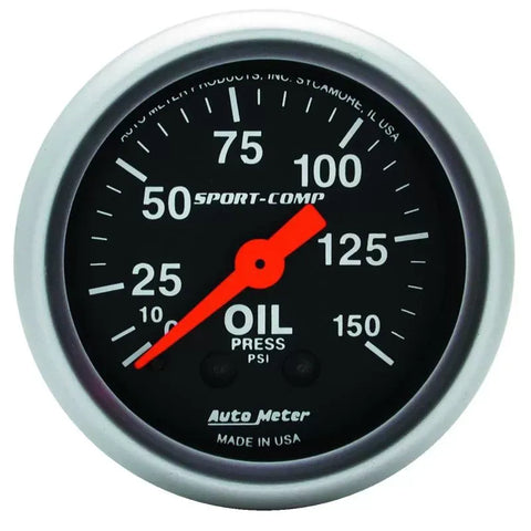 Autometer 2-1/16" 0-150 PSI Oil Pressure Gauge SPORT-COMP | Universal (3323)
