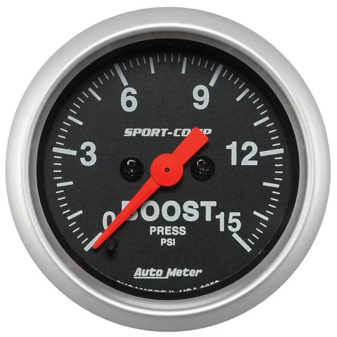 Autometer 2-1/16" 0-15 PSI Boost Gauge SPORT-COMP | Universal (3350)