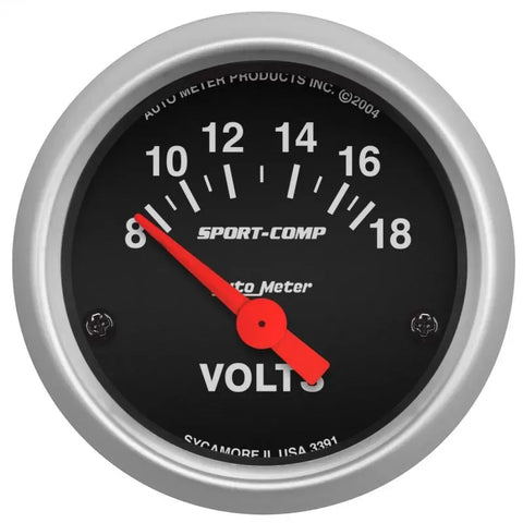 Autometer 2-1/16" 8-18V Voltmeter Gauge SPORT-COMP | Universal (3391)