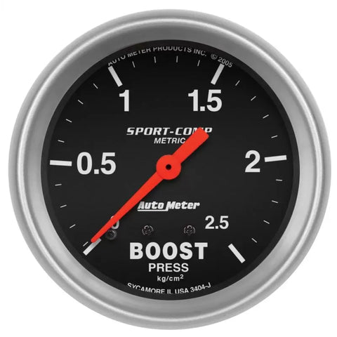 Autometer 2-5/8" 0-2.5 KG/CM2 Boost Gauge SPORT-COMP | Universal (3404-J)