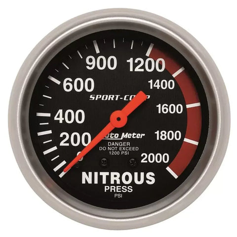 Autometer 2-5/8" 0-2000 PSI Nitrous Pressure Gauge SPORT-COMP | Universal (3428)