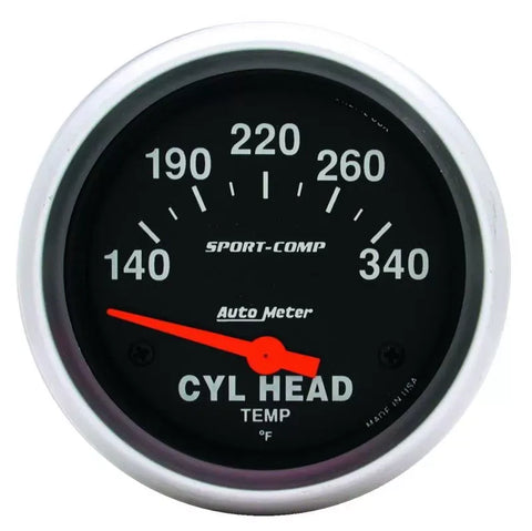 Autometer 2-5/8" 140-340 °F Cylinder Head Temp Gauge SPORT-COMP | Universal (3536)