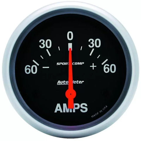 Autometer 2-5/8" 60-0-60 AMPS Ammeter Gauge SPORT-COMP | Universal (3586)