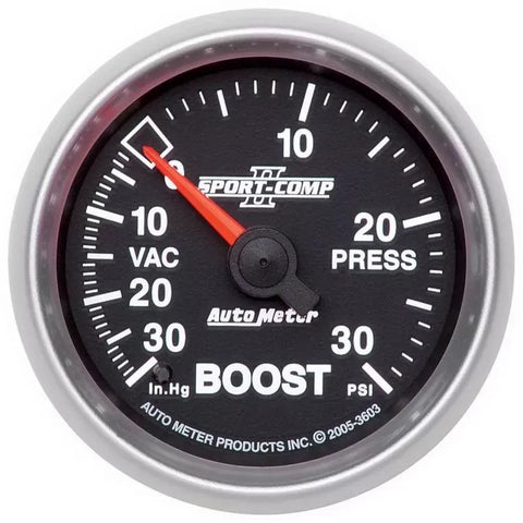 Autometer 2-1/16" 30 IN HG/30 PSI Vacuum/Boost Gauge SPORT-COMP II | Universal (3603)
