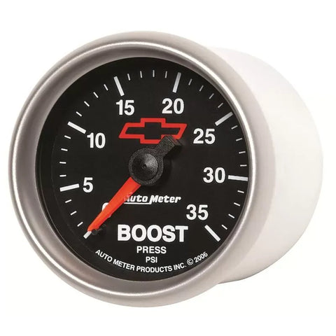 Autometer 2-1/16" 0-35 PSI CHEVY RED BOWTIE Boost Gauge Black | Universal (3604-00406)