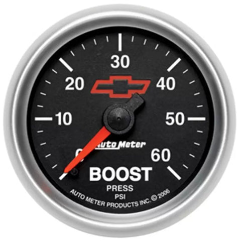 Autometer 2-1/16" 0-60 PSI Boost Gauge CHEVY Red BOWTIE | Universal (3605-00406)