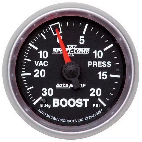 Autometer 2-1/16" 30 IN HG/20 PSI Vacuum/Boost Gauge SPORT-COMP II | Universal (3607)