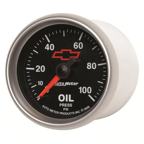 Autometer 2-1/16" 0-100 PSI Oil Pressure Gauge CHEVY Red BOWTIE | Universal (3621-00406)