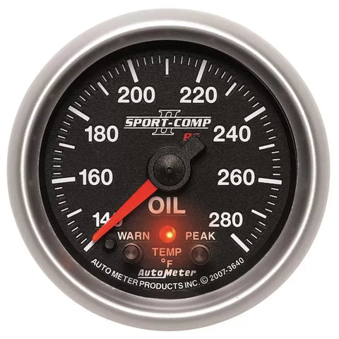 Autometer 2-1/16" 140-280 °F Oil Temperature Gauge SPORT-COMP II | Universal (3640)
