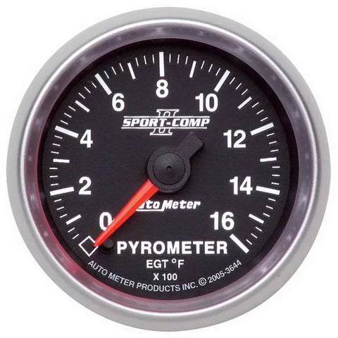 Autometer 2-1/16" 0-1600 °F Pyrometer EGT Gauge SPORT-COMP II | Universal (3644)